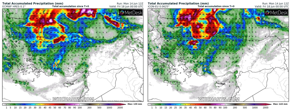 18 Haziran gece yarısına kadar düşmesi beklenen toplam yağış